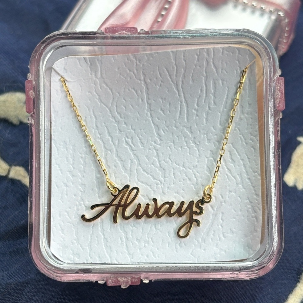 Brand New 14K Gold Plated 925 Sterling Silver Always Necklace Bon Jovi 18" Chain - Picture 5 of 16